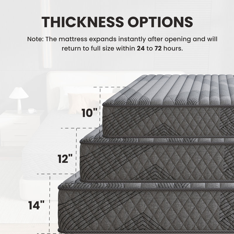 Matelas hybride antisensibilité en mousse viscoélastique gélifiée anti-statique 10/12 "dans une boîte certifiée CertiPUR-US et Oeko TEX