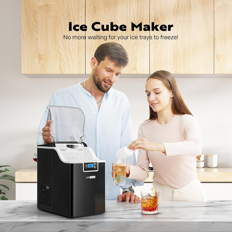 Black Stainless Steel Portable Countertop Nugget Ice Maker