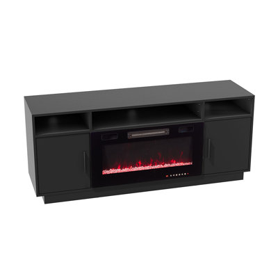 Latitude Run 147cm W Black Electric Fireplace with 5120 BTU