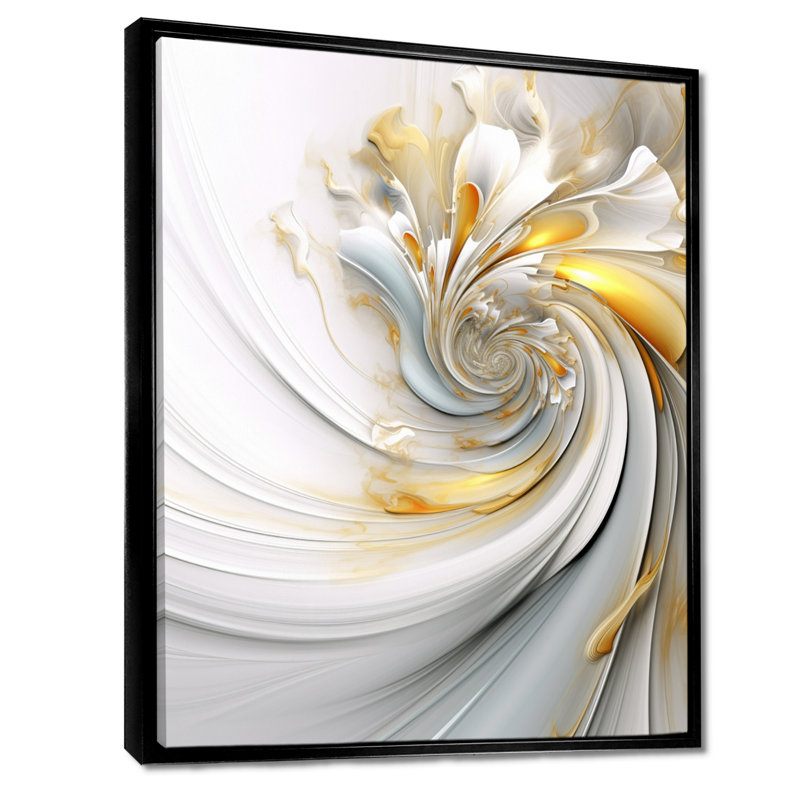 Spirale fleur de pureté sereine - Botanicals, art mural, Toile avec cadre flottant noir, H 32 po x l 16 po x P 1 po