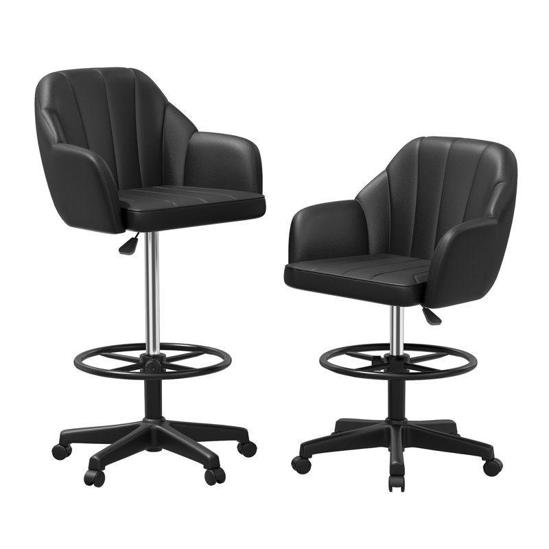 Tabouret pivotant à hauteur réglable Bhavjot, Noir