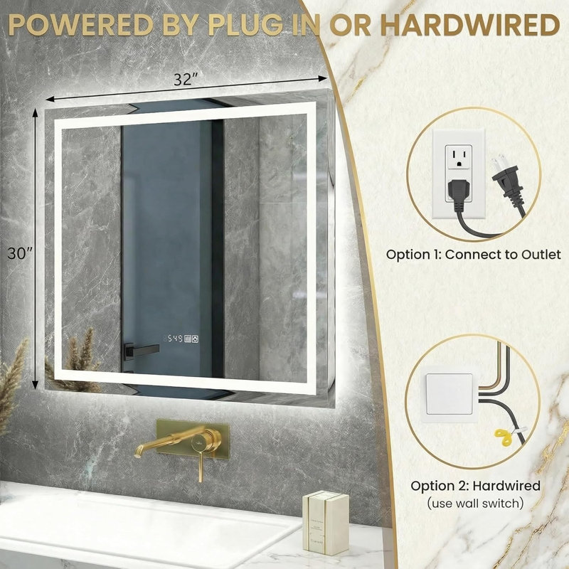 Miroir de salle de bain 30 po x 32 po Mango Tile