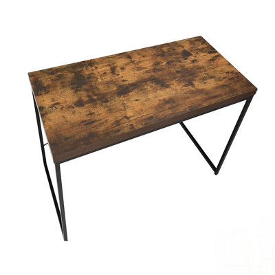 Bureau d'écriture de style industriel 1pc avec finition patinée et structure en métal robuste, parfait pour le bureau à domicile et les ordinateurs portables.