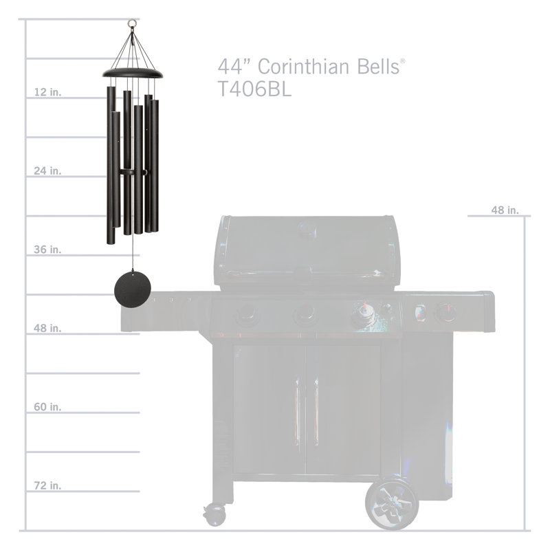 44" Black Aluminum Contemporary Wind Chime