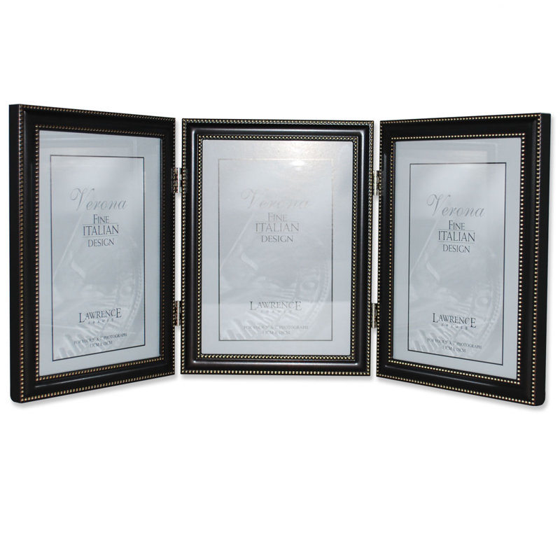 Cadre photo vertical triple à charnières saunterton, 5 po x 7 po, Bronze huilé avec perles