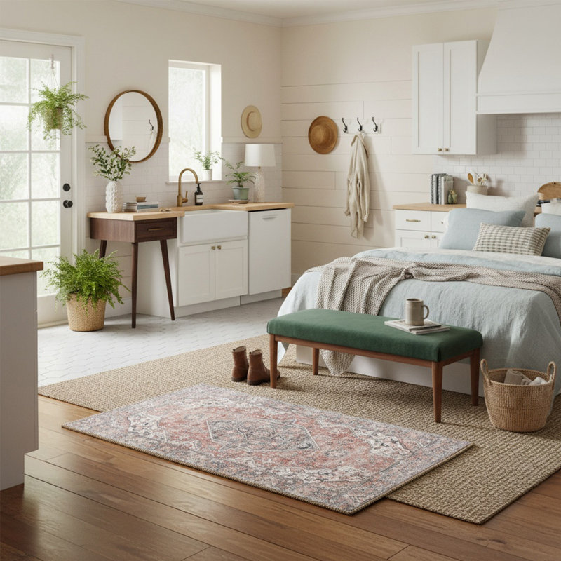 Soft Touch 2x3 Ft Polyester Rug with Natural Jute Backing - Perfect for Entryways, Kitchens, and Bedrooms