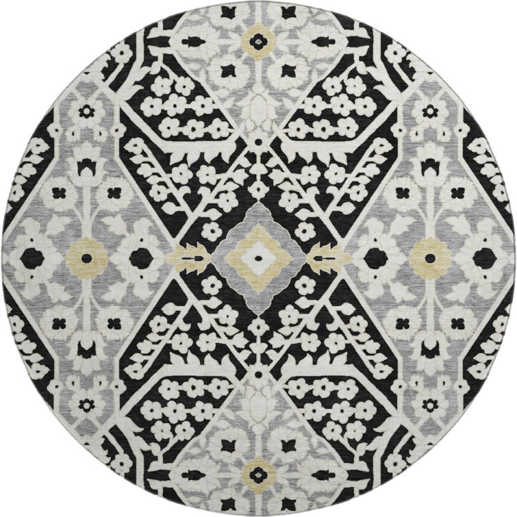 Premium Machine Washable Prisco Black Rug