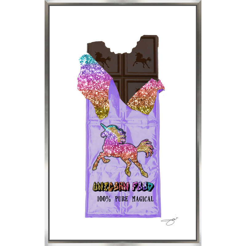 «Unicorn Chocolate (Vertical)» par Jodi - impression, Cadre flottant argent, H 63,5 po x l 39,5 po x P 2 po