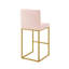 Tabouret moderne en velours à hauteur de comptoir avec dossier complet - rose
