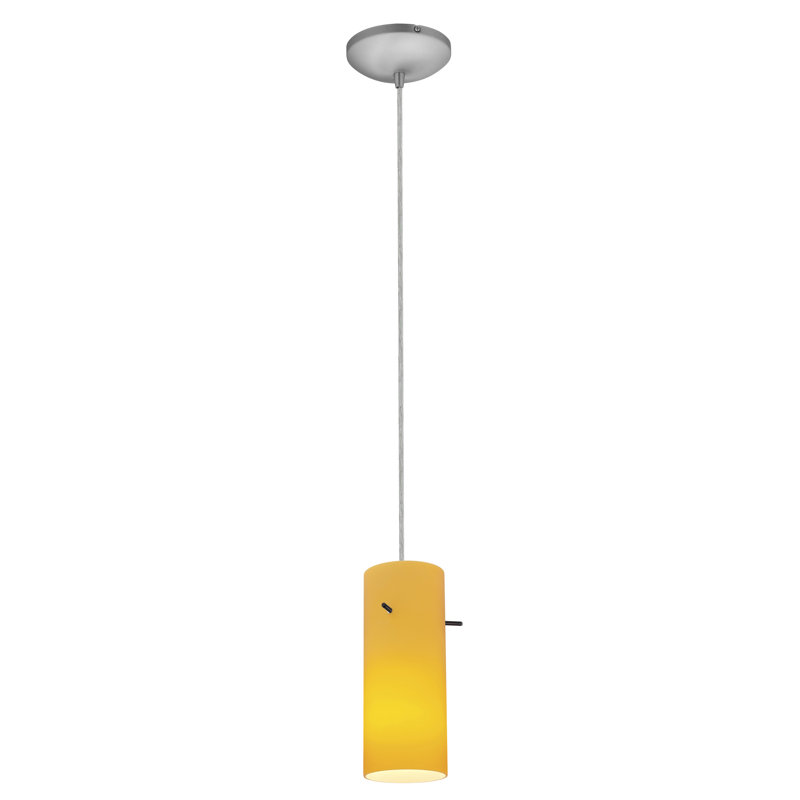 Nyquist 1 - Light Single Pendant, Brushed Steel, Amber, Cord