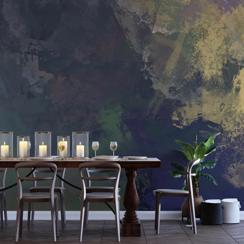 Navy Abstract Art Wall Mural, 108" L x 96" W