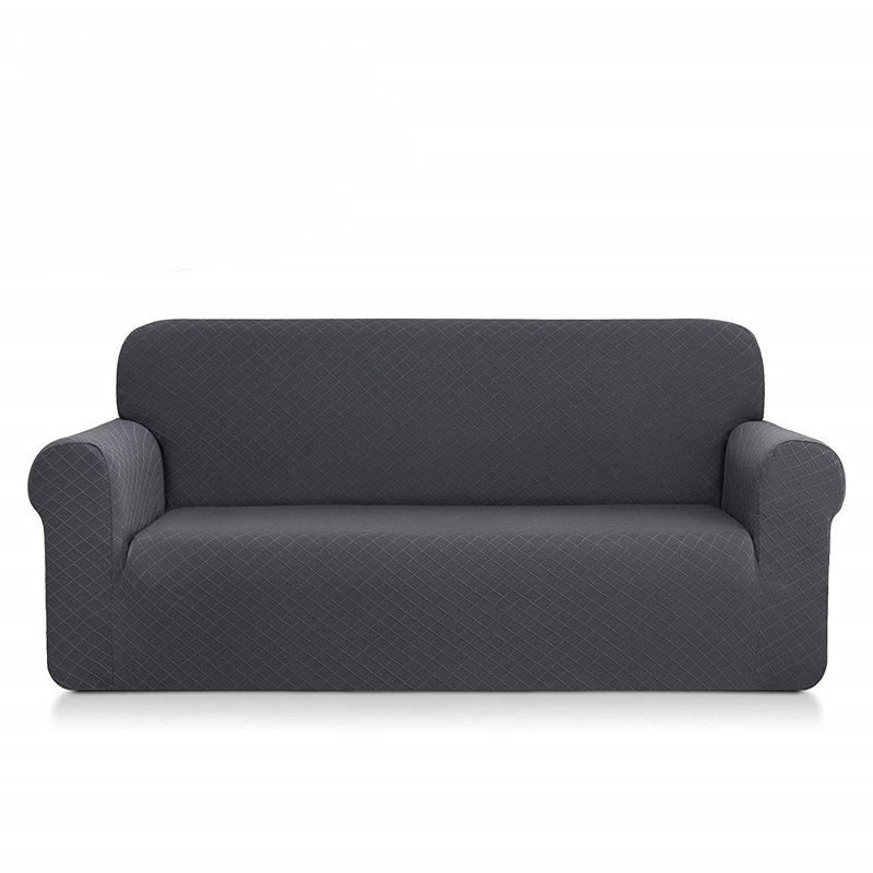 Housse pour canapé à coussins carrés ultra doux Rhombus, Gris, H 41 po x l 92 po x P 42 po