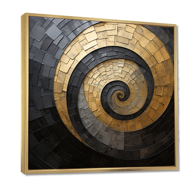 «Matlock - Abstract Spirals», impression sur toile, Toile avec cadre flottant or, 44" H x 44" W