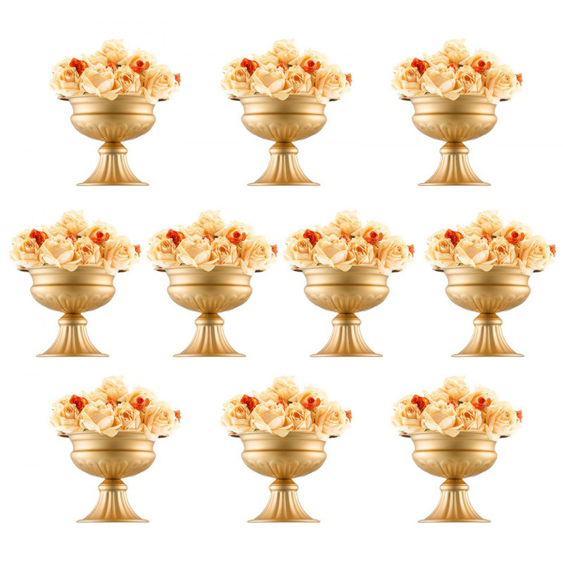10PCS 16cm/6.3” Wedding Flower Vase Metal Gold Floral Stand for Table