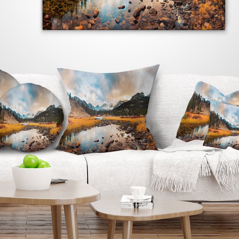 Coussin de soleil coucher de soleil et de mer rocky, 16 po x 1 po, Coussin décoratif
