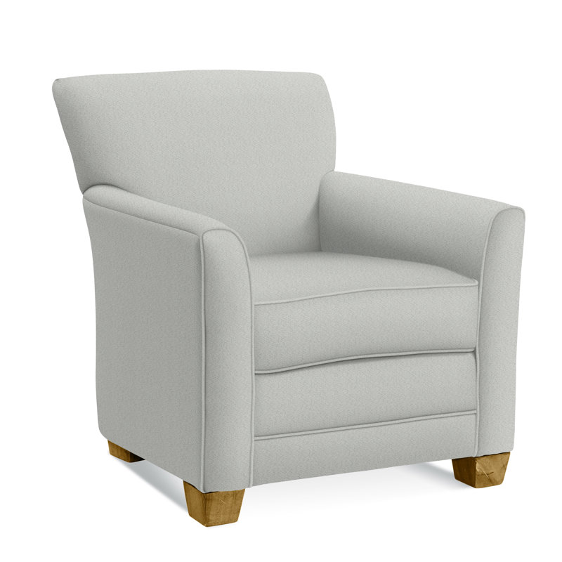 Buckley Upholstered Armchair, Honey Finish, Beige/Gray Plaid; 0107-84