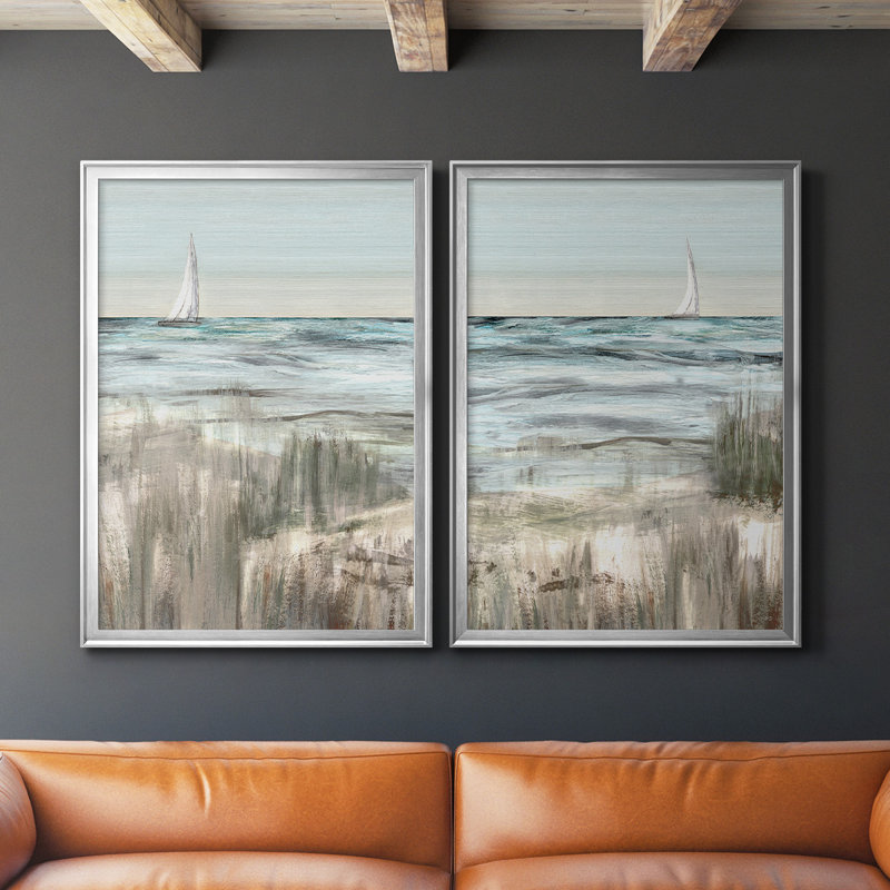 «Heading In Dusk I», ensemble de 2 reproductions d'art sur toile encadrées, Argent, H 24,5 po x l 37 po x P 1,25 po