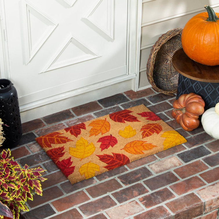 Halloween Outdoor Mat, Pumpkin Indoor Entryway Rug, Non Slip Low