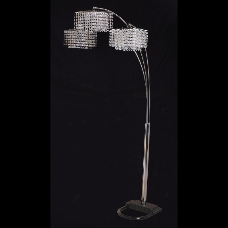 Lampe sur pied en cristal à 3 nuances inspirées, Chrome chrome