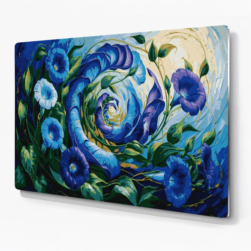 «Botanical Morning Glory», art mural en métal gris, H 11 po x l 14 po