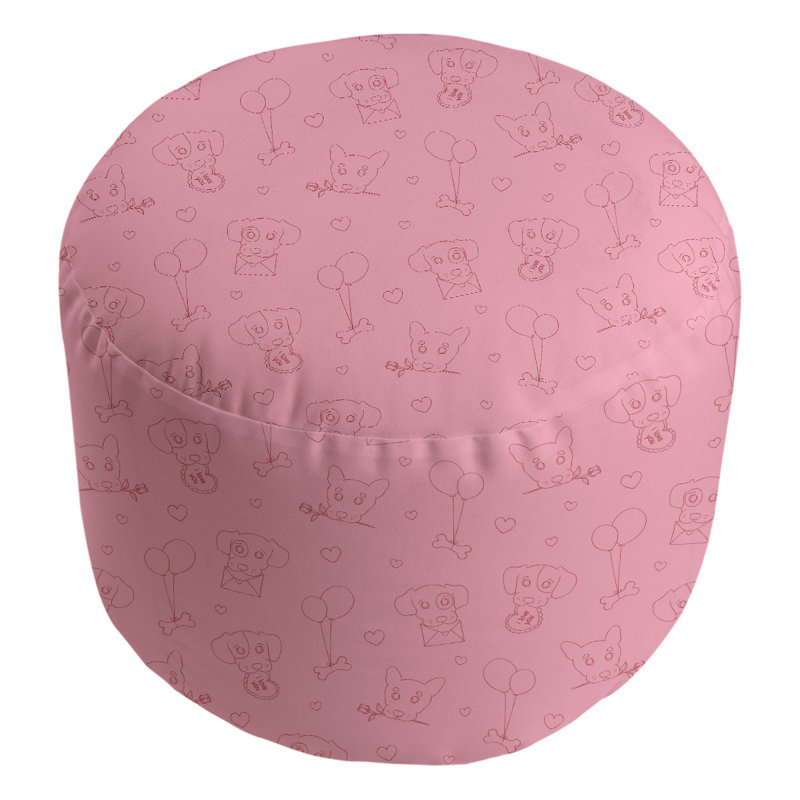 Upholstered Pouf, Light Pink