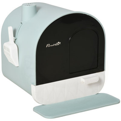 Sabrina Cat Litter Box With Lid, Covered Litter Box For Indoor Cats With Tray, Scoop, Filter, 17 X 17.25" X 18.5""