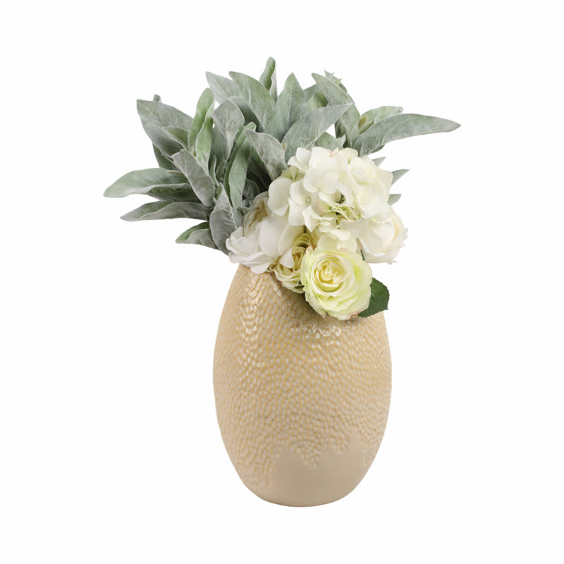 Vase en poterie fabriqué à la main avec détails texturés décoratifs, 12"