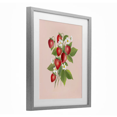 Cottage Garden Strawberries Framed Print Under Glass, design by Diane Neukirch