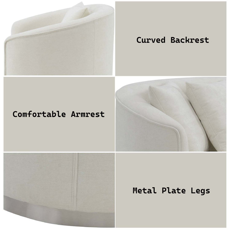Causeuse Odette 64 po avec 2 coussins, chenille beige Odette