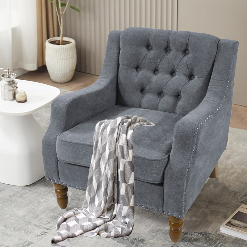 Fauteuil Brodan, Mélange de polyester gris / lin
