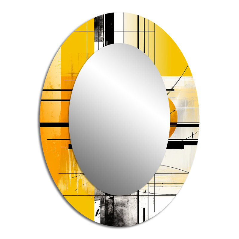 Miroir mural ovale jaune II, H 40 po x l 30 po