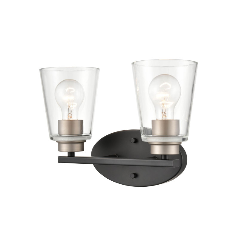 2 lumières 16 po Luminaire pour meuble-lavabo noir mat / nickel satiné