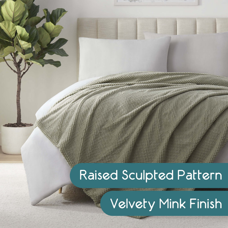Vellux Plush Texture Blanket, King, Sage