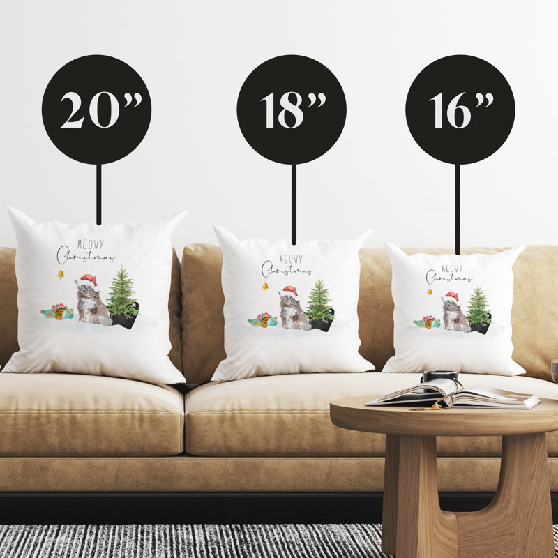 Housse de coussin Meowy Christmas Holiday, H 16 po x l 16 po