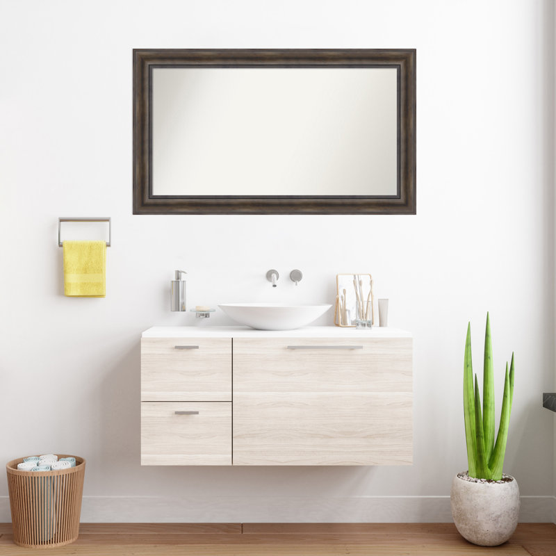 Miroir mural en bois massif Bostynn, Rectangle, H 25,5 po x l 43,5 po