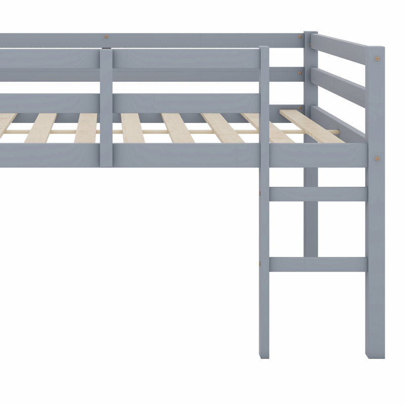Lit mezzanine en bois avec échelle, Gris