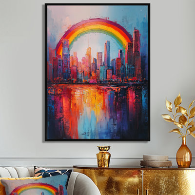 Arc-en-ciel au-dessus de la ville de Newyork III - art mural arc-en-ciel