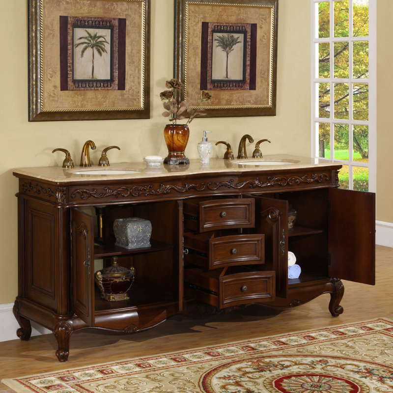Ensemble de meuble-lavabo double 72 po Keifer, Travertin
