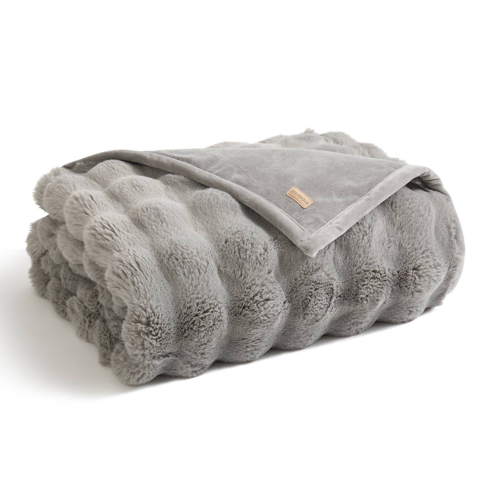 Ridgeline Faux Fur Throw Blanket, Gray, 80" L x 60" W
