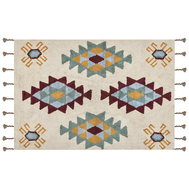 Devanna Geometric Cotton Hand Woven Area Rug, Rectangle 160cm x 230cm