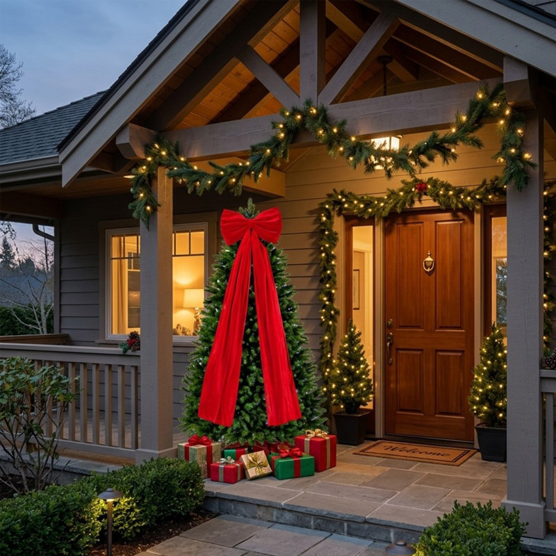 Sapin de Noël artificiel Aspen de 1,80 m préilluminé avec 300 lumières DEL RGBW, application et télécommande, branches réalistes en PE/PVC, grand nœud décoratif pour la décoration intérieure des fêtes