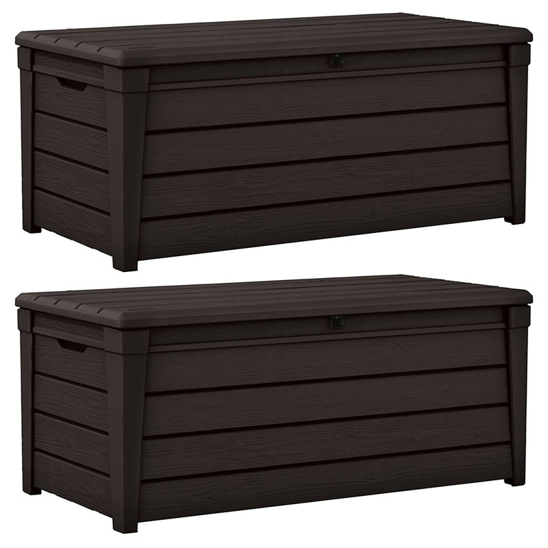 Brown Fade-Resistant Lockable Resin Deck Box with 120 Gallon Capacity