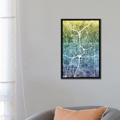 "Color Gradient Urban Street Map Series", Atlanta, Géorgie, États-Unis, impression sur toile tendue
