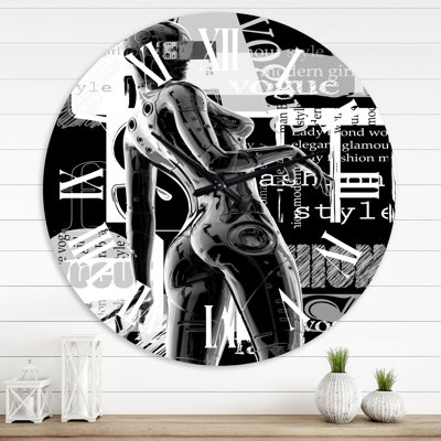 Monochrome Cyborg Body I - Modern wall clock