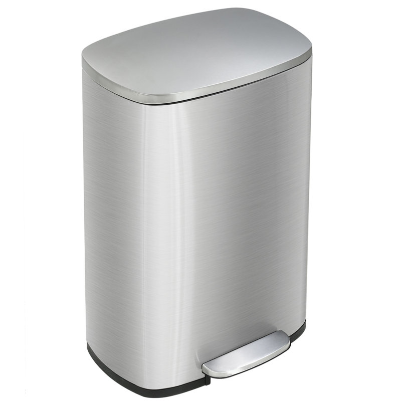 13 Gallon Silver Stainless Steel Pedal Trash Can