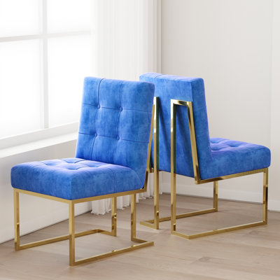 Kushma Tufted Velvet Upholstered Back Side Chair Dining Chair (Set of 2)