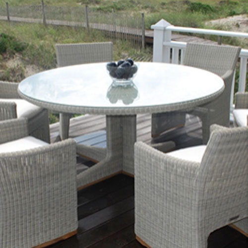 Westport Outdoor Round Dining Table, White, 60" Diameter