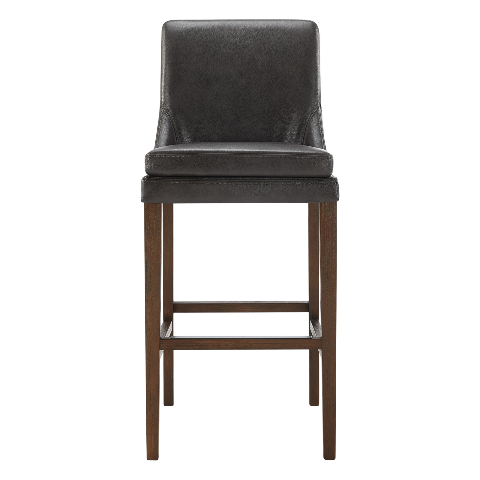 Niara Bar and Counter Stool, Bar Stool (30” Seat Height), Impression Dark Gray Genuine Leather/Dark Brown