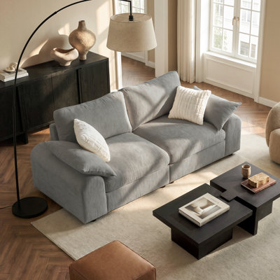 Rialto 2-Seater Modern Chenille Cloud Modular Loveseat Sofa with Washable Covers, Tool-Free Assembly