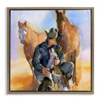 Cowboy et animaux à l'aquarelle